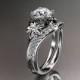 14kt  white gold diamond floral wedding ring,engagement ring set ADLR125S