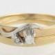 Diamond Engagement & Wedding Ring Set - 14k Yellow and White Gold Natural .05ctw x785