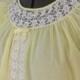 Sunny Yellow Vintage Nightie with Puffy Sleeves and White Lace Nightgown Lingerie