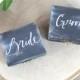 Burlap Bride & Groom Ring Bearer Pillow Boxes - SET of TWO - (RB-11)