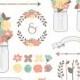 Rustic Flower & Mason Jar Digital Clipart - Graphics for Wedding Invites, Photography, DIY 