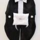 Dog Tuxedo Harness Vest: Ring Bearer Formal Wedding Wear For Dogs Ivory White or Black