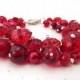 Red Cluster Bracelet, Red Beaded Bracelet, Swarovski Crystals, Bridesmaid Bracelet, Wedding Jewelry, Red Bracelet