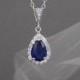 Crystal Bridal Necklace, Sapphire Blue Wedding Jewelry, Crystal Drop Bridal necklace, Swarovski crystal, Ariel Blue Crystal Necklace