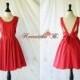 A Party Dress - V Shape Red Dress Red Bridesmaid Dresses Backless Dresses Red Cocktail Dress Prom Party Dresses Timeless Dress Custom Made