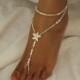 Pearl Rhinestone Starfish Bridal Foot Jewelry Wedding Barefoot Sandals