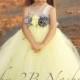 Flower Girl Dress  Wedding Flower Girl Dress in Yellow and Gunmetal All Sizes Girls