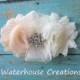 Blush Peach Flower Girls Hair Clip in Ivory or White, CUSTOM COLORS AVAILABLE, Wedding Headpiece- Rhinestones- wedding colors