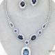 Sapphire Blue Drop Necklace, Wedding Jewelry Set, Rhinestone Bridal Statement Necklace, Vintage Inspired Necklace, Bridesmaids Jewelry