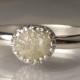 White Raw Diamond Ring - Sterling Silver Engagement Ring - Rough Diamond Ring