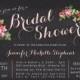 Bridal Shower Invitation, Wedding Shower Invitations - Chalkboard Florals Bridal Shower Invitation - Printable Bridal Shower Invitation