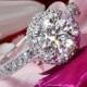 18k White Gold Tacori HT2522CU Blooming Beauties Botanical Cushion Bloom Diamond Engagement Ring
