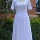 White Lace Wedding Dress Chiffon Wedding Gown Short Sleeves With Flower