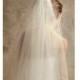 Plain Two-Tier Finger Tip Length Veil With Raw Edge 