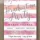 Pink Watercolor Graduation Party Invitation Glitter Horizontal Stripes Modern Bachelorette  FREE PRIORITY SHIPPING or DiY Printable - Wendy
