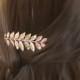 Bridal Hair Comb, Rose Gold Hair Piece, Leaf Pearl Hair Comb, Wedding Hair Accessories, Veil Comb,Greece Goddess