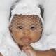 Baby Baptism Headband .. Shabby Chic ..   Vintage Christening Headband .. Birdcage Veil .. Shabby Roses Pearls
