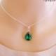Emerald Necklace Green Emerald NecklaceTeardrop Necklace Sterling Silver Necklace Wedding Jewelry