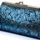 Peacock Blue Wedding Clutch,  Bridesmaid Frame Clutch Purse, Special Occasion Evening Bag, Womens Gift by WhiteCross Designs in USA