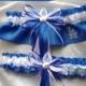 Blue Satin Wedding Garter Set Made with Los Angeles Dodgers Fabric