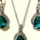 Something Blue Teal Bridal Jewelry Set, Peacock Wedding Necklace, Teardrop Earrings, Infinity Jewelry, TWIRL
