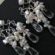 Bridal Jewelry Pearl Wedding Chandelier Earrings, Wire Wrap Sterling Silver, Handmade Chandelier Earrings, Luxury Bridal Earrin