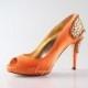 Handmade Orange wedding shoes,Orange peep toe wedding shoes,orange bridal shoes, Bling orange shoes in 2014