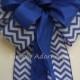 Royal blue Chevron Wedding Bow Church Pew Bow Wedding Ceremony Decoration Birthday Party Decor Gifts Bow - More Bow choices