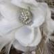 Bridal Flower Hair Clip  Wedding Hair Clip  Wedding Accessory Veil Brooch Crystals