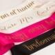 Custom Bachelorette Sash - Bride To Be Sash - with gold, black, white, pink, teal/turquoise text