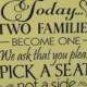 Sample Sale/Wedding signs/Today Two Families Become One/Pick a Seat not a Side Sign/Yellow/Navy Blue/Wood Sign/Ready to Ship