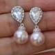blush pink pearl earrings  bridal pearl earring wedding pink pearl earring bridal jewelry