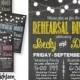 Rehearsal Dinner Invitation. Chalkboard with lights design. Customized PDF/JPG. I design, you print. Choose your accent colors.