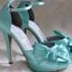 Wedding Shoes, Tiffany Blue Color Wedding Shoes, 4" Heel Bridal Shoes - Peep Toe Heels-Wedding heels
