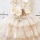 lace flower girl dress- rustic flower girl dress- lace girls dress- lace baby dress- Burlap wedding dress- country flower girl- girls dress