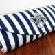 Navy blue clutch, blue and white striped clutch, nautical clutch purse with silver octopus. Nautical wedding