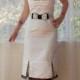 1950s "Bridget" Pin up White Wiggle Halterneck Wedding Dress with Polka Dot Kick Pleats and Belt - Custom made to fit