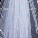 Swarovski CRYSTALS   ACCENT Elegant Wedding Bridal veil. White or Ivory , your choice. elbow lenght with silver comb ready to wear