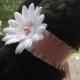 DOG FLOWER COLLAR -  Pink wide ribbon white flower,Pet Wedding,Ties on, Pet Flower, Dog Wedding, Pet Corsage, Dog flower , Dog Bow