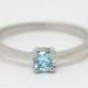 Aquamarine Solitaire engagement ring - in white gold or titanium - wedding ring - gemstone ring