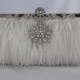 Wedding Handbag - White Ostrich Feather Bridal Clutch Purse - Crystal Bridal Personalized Clutch - White Evening Bag - Bridal Formal Clutch