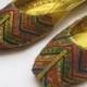US size 7.5/Multi Color Sequins Bridal Ballet Flats/Gold Flats/African Shoes/Wedding Shoes/Bohemian Shoes/Aztec Print Shoes
