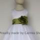 Flower Girl Dresses - WHITE with Green Olive (FRBP) - Easter Wedding Communion Bridesmaid - Toddler Baby Infant Girl Dresses