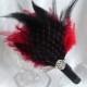 Feather headband black and red feather fascinator wedding hair accessorie
