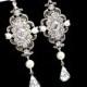 Crystal Bridal earrings, Pearl wedding Earrings, Chandelier earrings, Vintage style earrings, Wedding jewelry, Swarovski crystal earrings