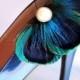 BALEY Blue Peacock Feather Shoe Clips with Pearl