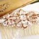 Rose Gold Crystal and Pearl Bridal Comb- Swarovski Bridal Comb