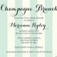 Champagne Brunch Invitation, Bridal Shower Invitation, Engagement Party Invitation, DIY, engagement party