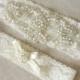 Wedding Garter Set Iced Ivory Stretch Bridal Garter Set With Classic Pearls and  Rhinestones Bridal Garter Set.