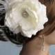 Ivory (White) Bridal Flower Hair Clip Wedding Accessory Crystals Feathers Bridal Fascinator Bridal Accessory